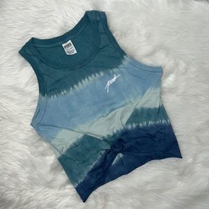 ✨2/$20✨ PINK cropped teal tie dye muscle tank S